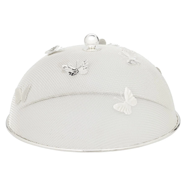 Клош для тарелок Edzard Бабочка сетчатый d30хh16см, посеребрение