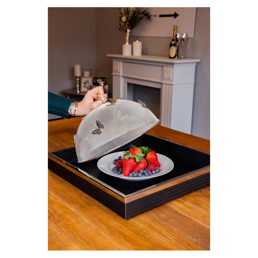 Клош для тарелок Edzard Бабочка сетчатый d30хh16см, посеребрение