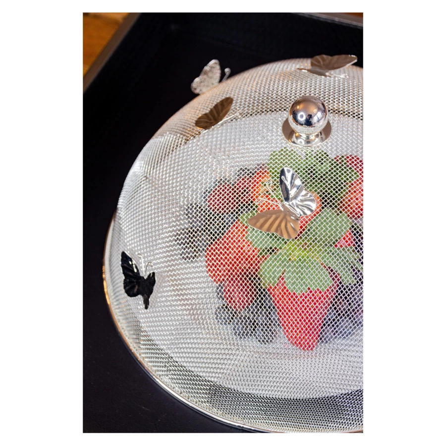 Клош для тарелок Edzard Бабочка сетчатый d30хh16см, посеребрение