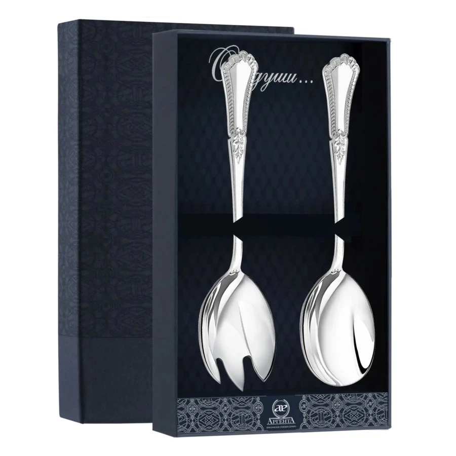 Набор для салата в футляре АргентА Classic Фаворит, вилка и ложка для салата 147,61 г, серебро 925