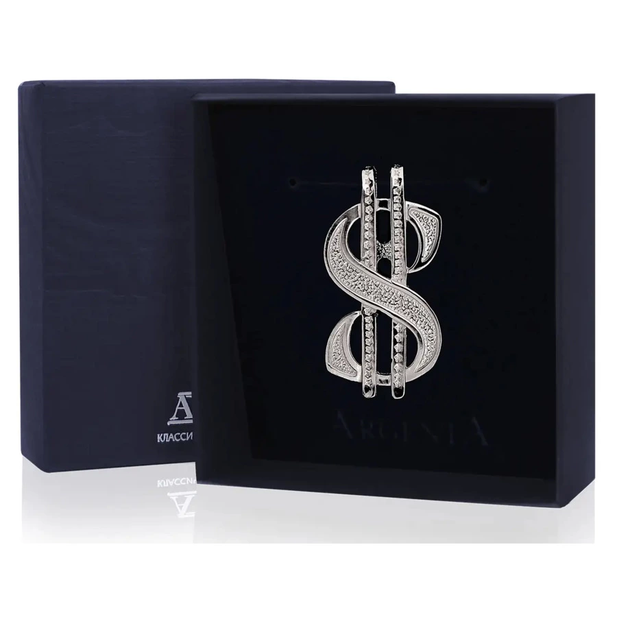 Зажим для купюр в футляре АргентА От Души Доллар 12,05 г, серебро 925