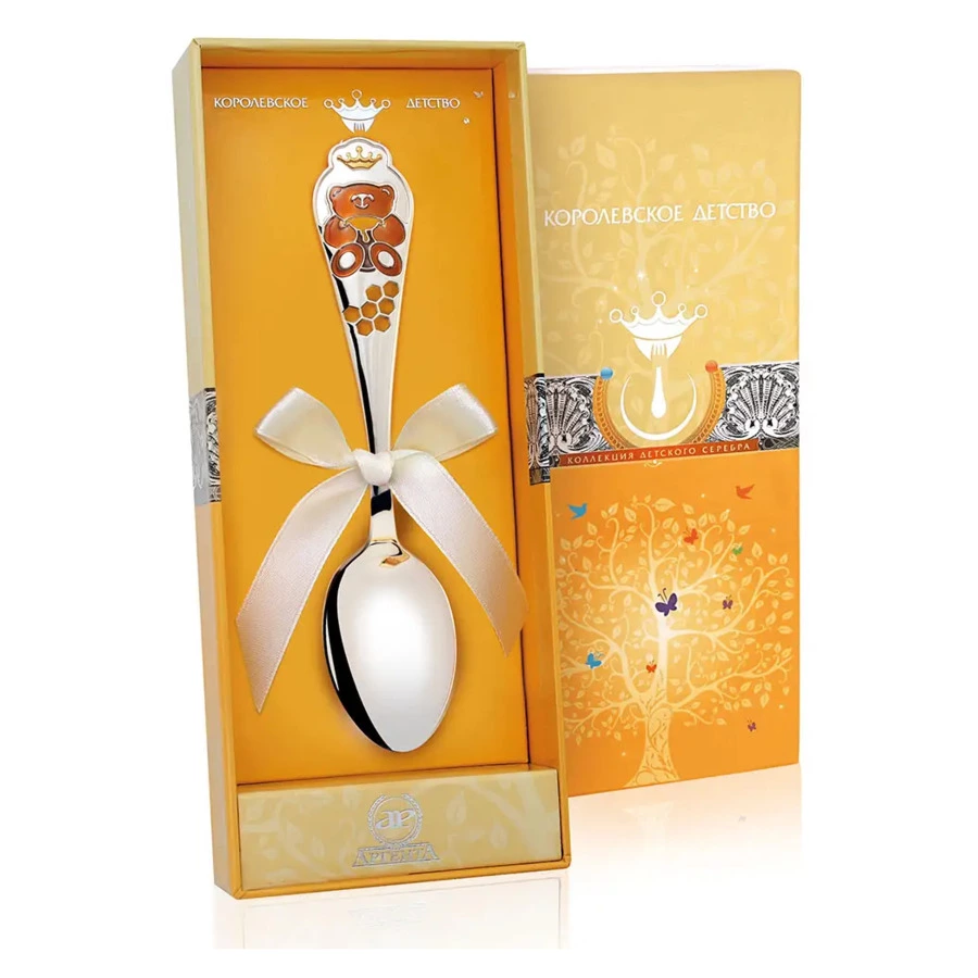 Ложка детская в футляре АргентА Do Do Мишка с бантом 28,64 г, серебро 925