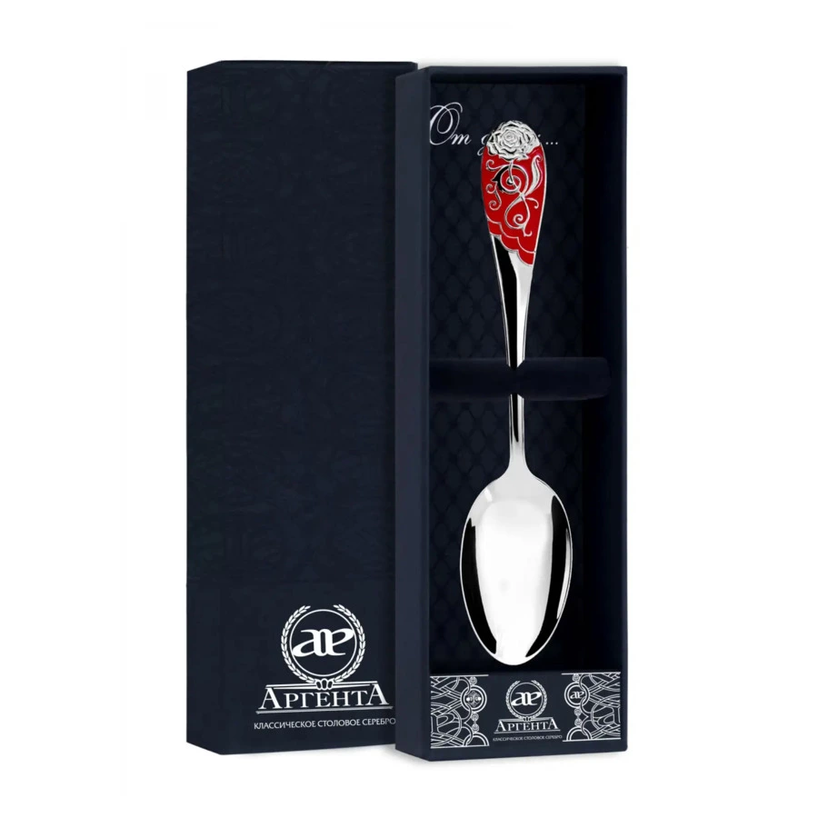 Ложка чайная в футляре АргентА От Души Роза 23,83 г, серебро 925