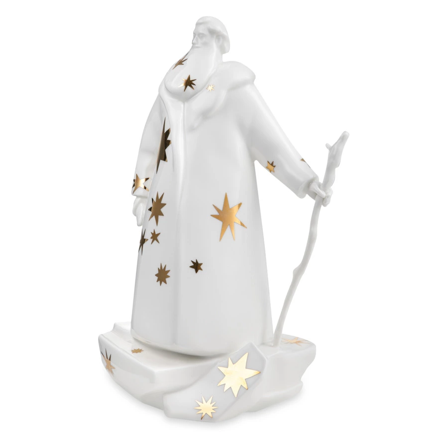 Скульптура Shirokov Дед Мороз 33x18 см, фарфор костяной, белая с золотыми звездами, п/к