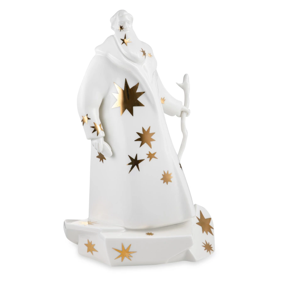 Скульптура Shirokov Дед Мороз 33x18 см, фарфор костяной, белая с золотыми звездами, п/к