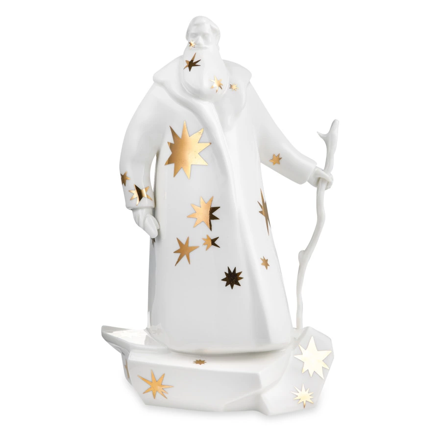 Скульптура Shirokov Дед Мороз 33x18 см, фарфор костяной, белая с золотыми звездами, п/к