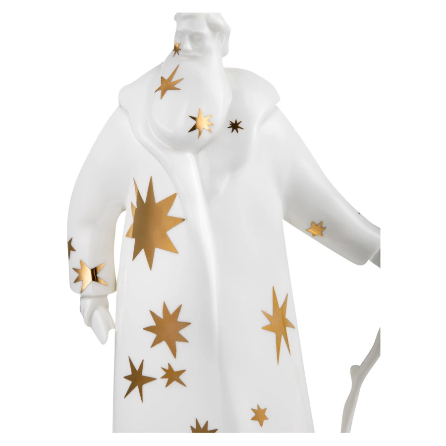 Скульптура Shirokov Дед Мороз 33x18 см, фарфор костяной, белая с золотыми звездами, п/к