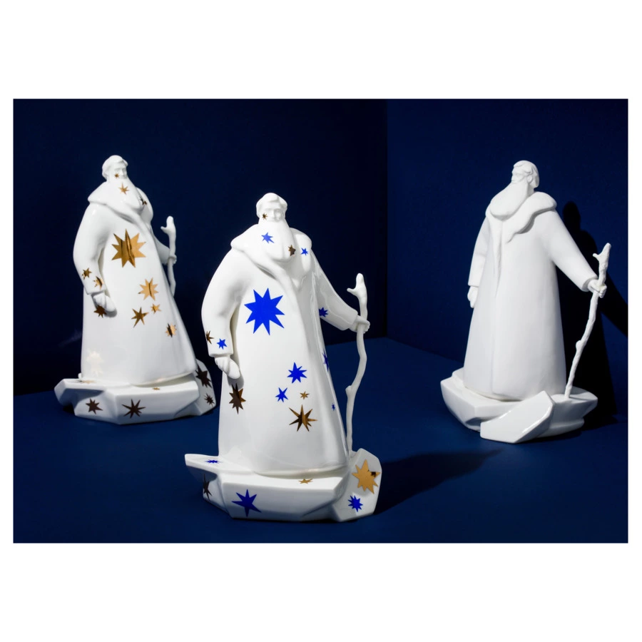 Скульптура Shirokov Дед Мороз 33x18 см, фарфор костяной, белая с золотыми звездами, п/к