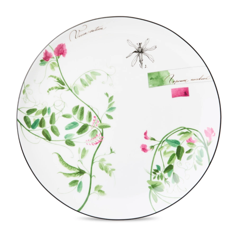 Тарелка обеденная Shirokov Скетчбук Горошек 27 см, фарфор костяной