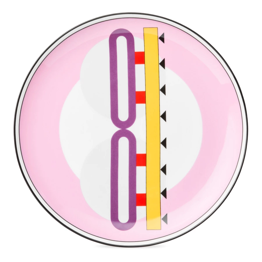 Тарелка обеденная Shirokov Мемфис 27 см, розовый кант, фарфор костяной