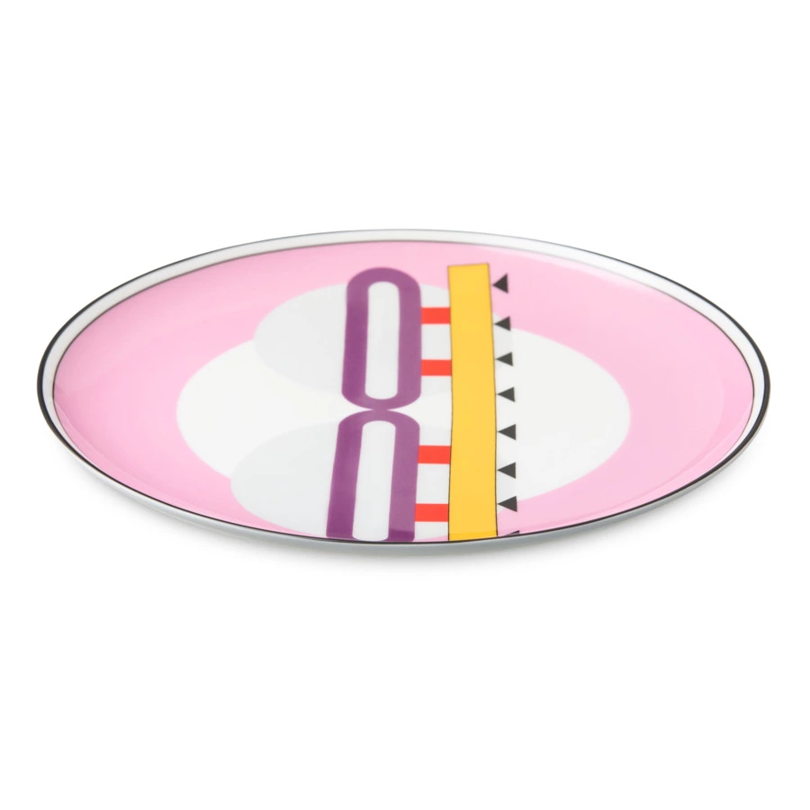 Тарелка обеденная Shirokov Мемфис 27 см, розовый кант, фарфор костяной