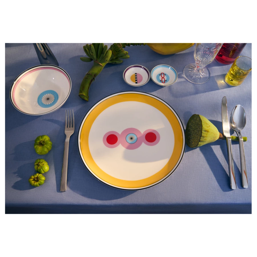 Тарелка обеденная Shirokov Мемфис 27 см, фиолетовый кант, фарфор костяной