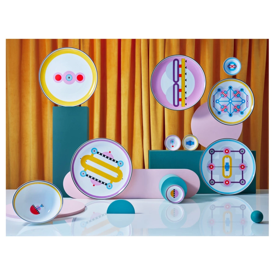 Тарелка закусочная Shirokov Мемфис 20,5 см, желтый кант, фарфор костяной