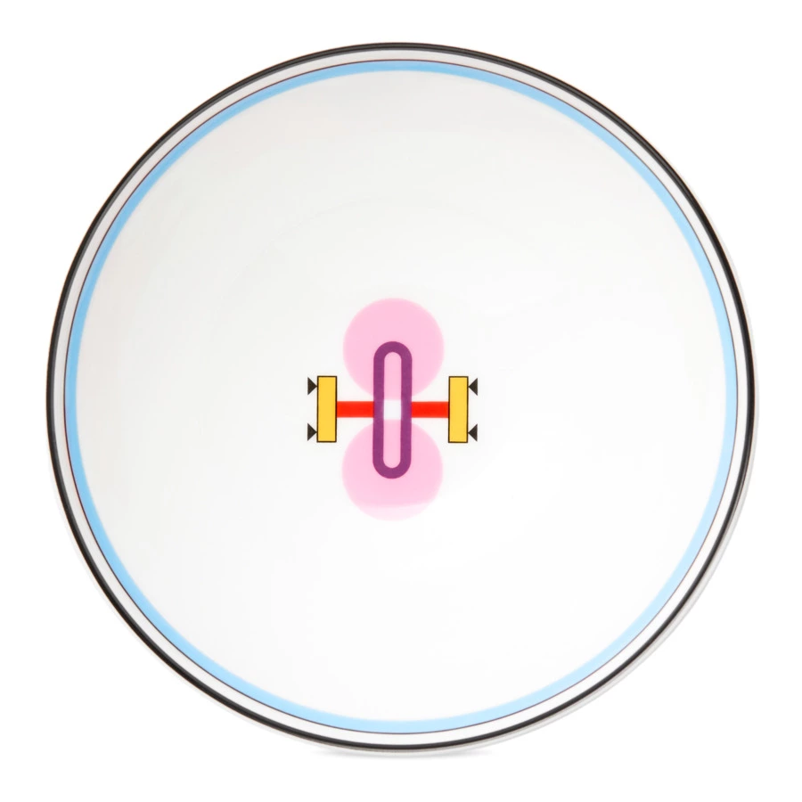 Тарелка суповая Shirokov Мемфис 460 мл, голубой кант, фарфор костяной