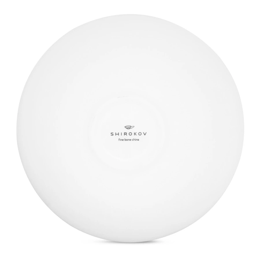 Тарелка суповая Shirokov Мемфис 460 мл, голубой кант, фарфор костяной