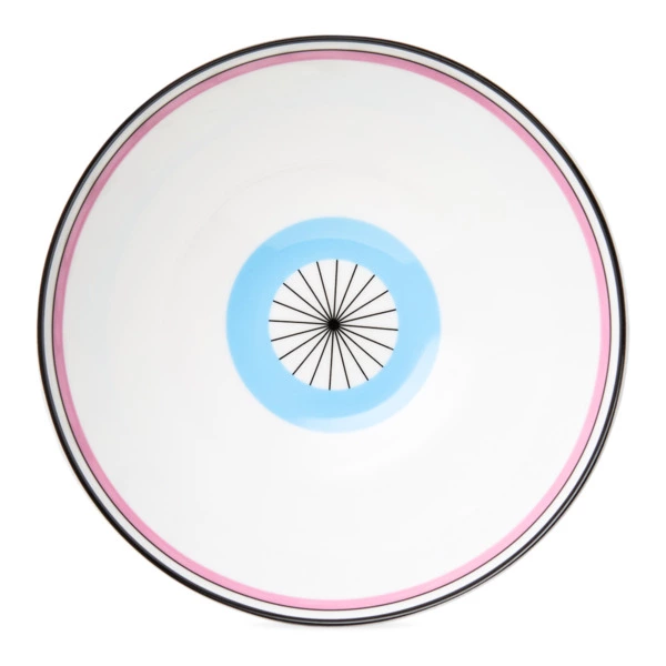 Тарелка суповая Shirokov Мемфис 460 мл, розовый кант, фарфор костяной