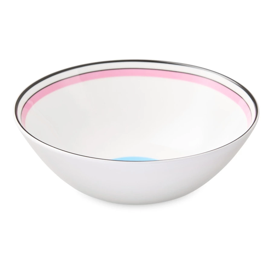 Тарелка суповая Shirokov Мемфис 460 мл, розовый кант, фарфор костяной