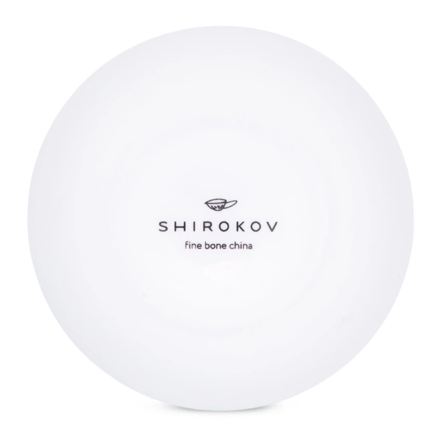 Розетка Shirokov Мемфис 8 см, голубой кант, фарфор костяной