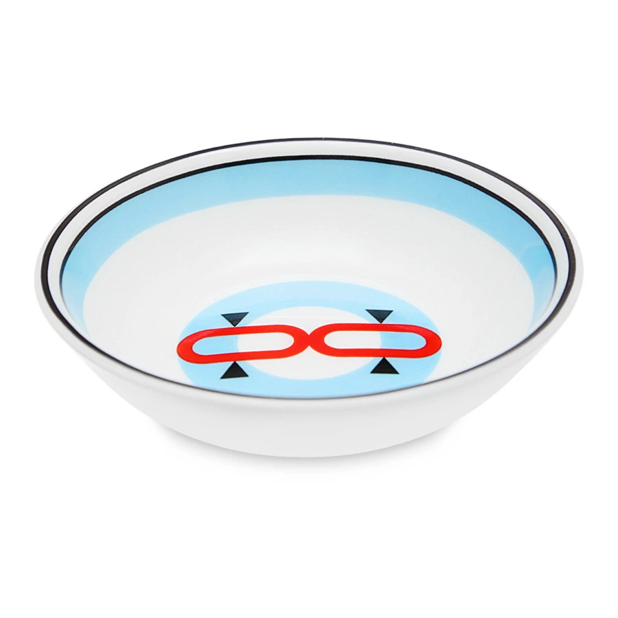 Розетка Shirokov Мемфис 8 см, голубой кант, фарфор костяной