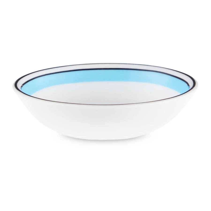 Розетка Shirokov Мемфис 8 см, голубой кант, фарфор костяной