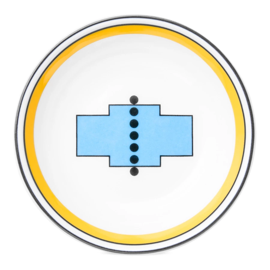Розетка Shirokov Мемфис 8 см, желтый кант, фарфор костяной