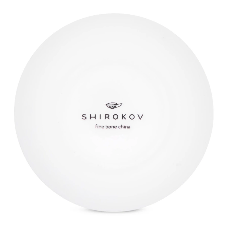 Розетка Shirokov Мемфис 8 см, желтый кант, фарфор костяной