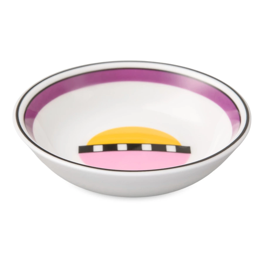 Розетка Shirokov Мемфис 8 см, фиолетовый кант, фарфор костяной