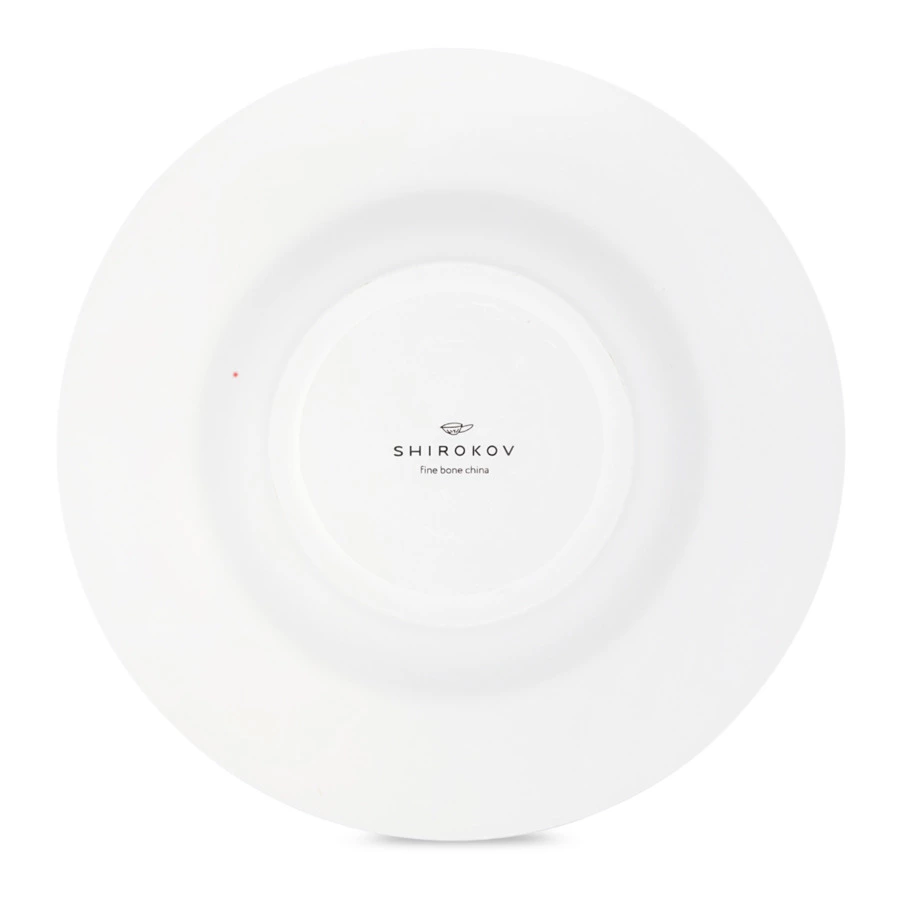 Тарелка суповая Shirokov Гербарий Незабудки 24 см, 300 мл, фарфор костяной, позолота