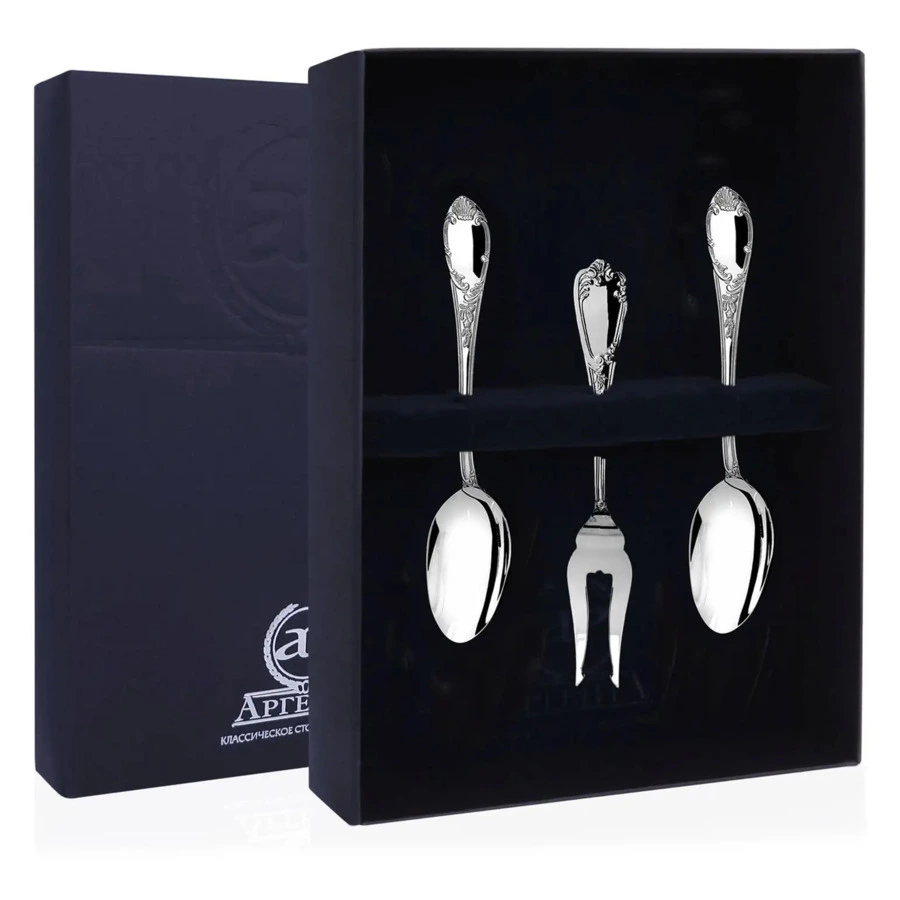 Набор приборов чайных в футляре АргентА Престиж 3 предмета 38,04 г, 2 шт, серебро 925