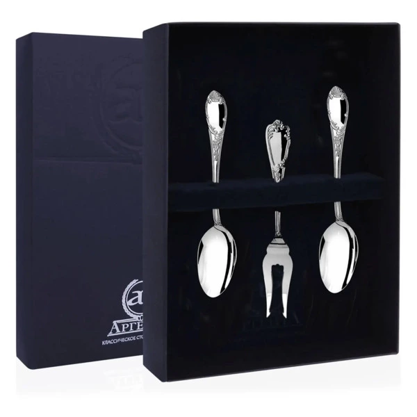 Набор приборов чайных в футляре АргентА Престиж 3 предмета 38,04 г, 2 шт, серебро 925