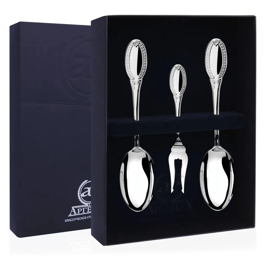 Набор приборов чайных в футляре АргентА Classic Император 3 предмета 38,3 г, серебро 925