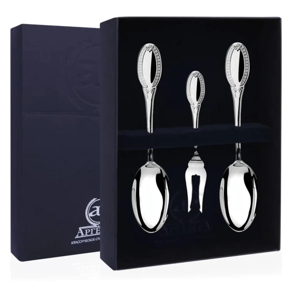 Набор приборов чайных в футляре АргентА Classic Император 3 предмета 38,3 г, серебро 925