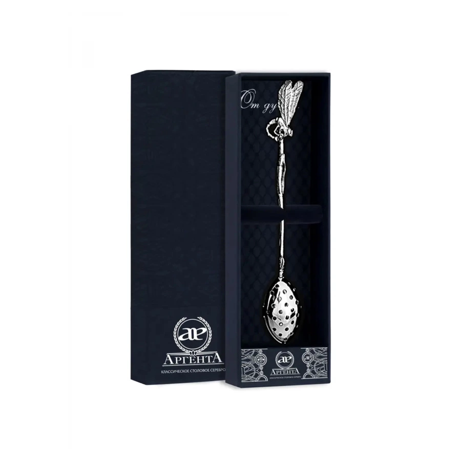 Ситечко в футляре АргентА Classic Стрекоза 44 г, серебро 925