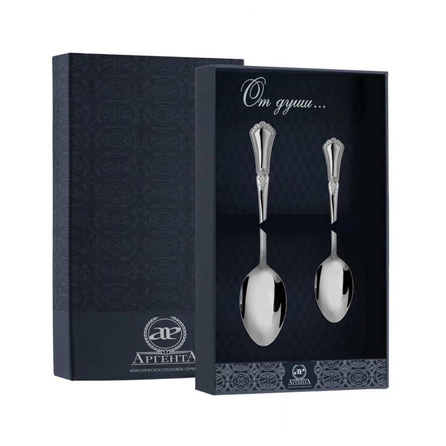 Набор приборов десертных в футляре АргентА Фаворит 2 предмета 85,62 г, серебро 925
