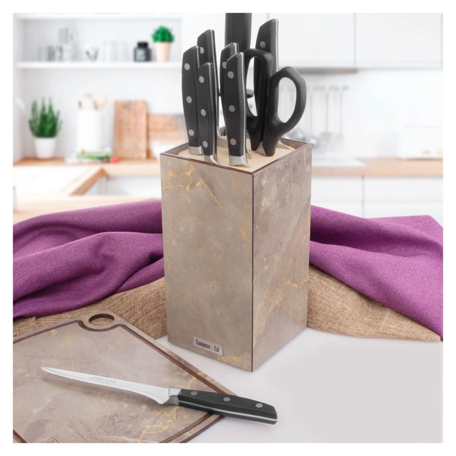 Подставка для ножей ComposeEat Fashion 12х12х24 см, композит, мрамор итальянский