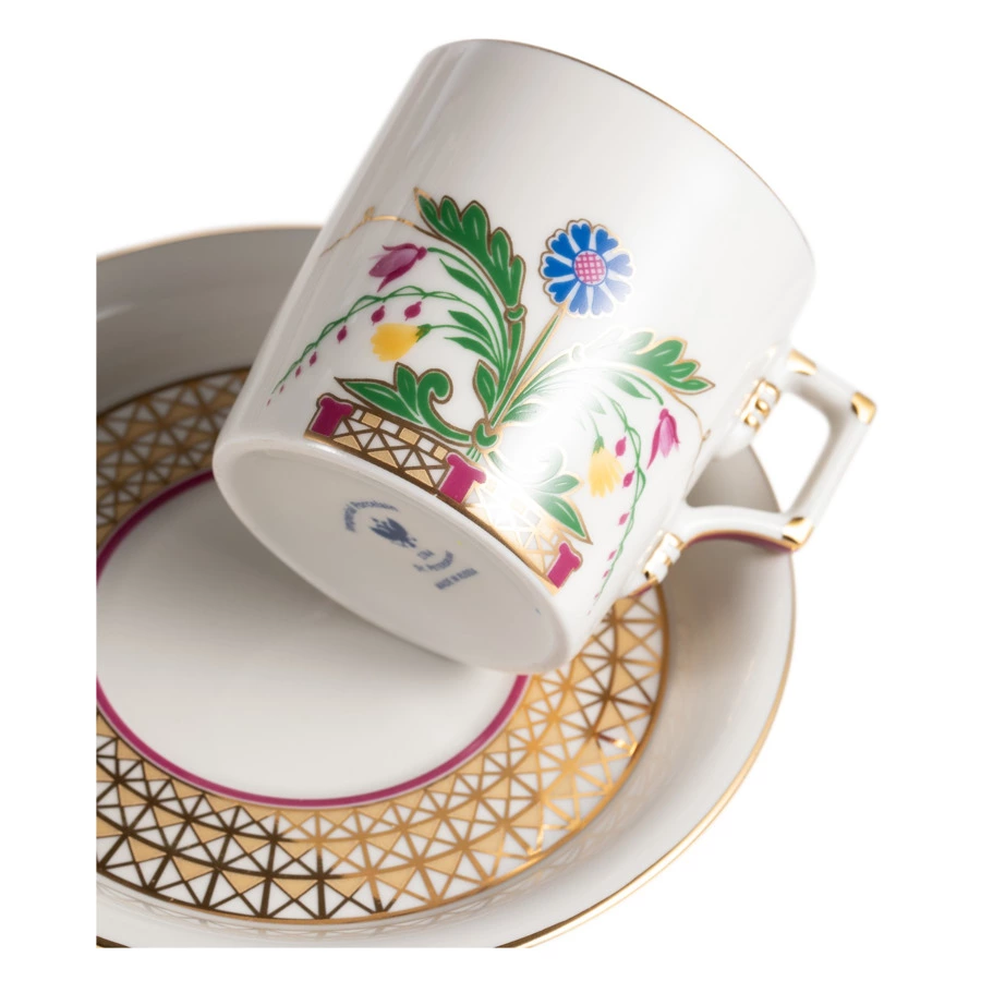 Сервиз кофейный ИФЗ Замоскворечье-2 Гербовая на 6 персон 19 предметов, фарфор твердый-Sale