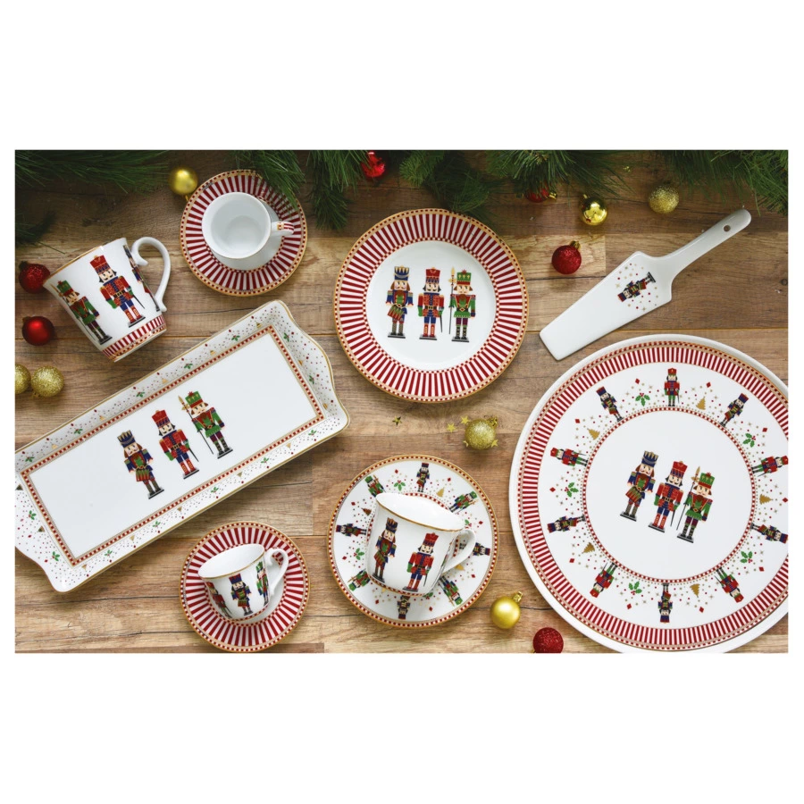 Блюдо для торта с лопаткой Easy Life Щелкунчик 32 см, фарфор твердый, п/к