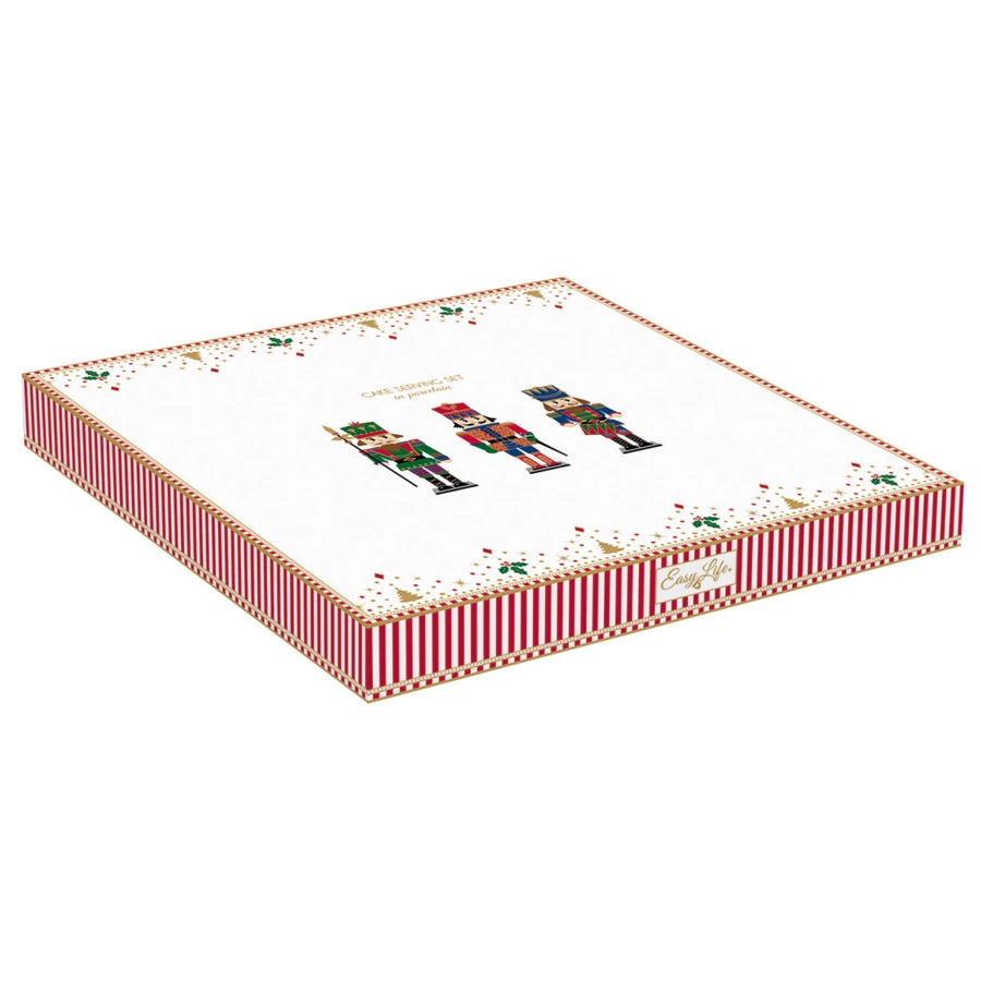 Блюдо для торта с лопаткой Easy Life Щелкунчик 32 см, фарфор твердый, п/к