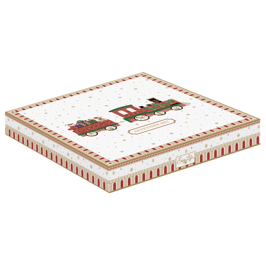 Набор чаш для закусок на подставке Easy Life Полярный экспресс 25 см, 6 шт, фарфор твердый, п/к