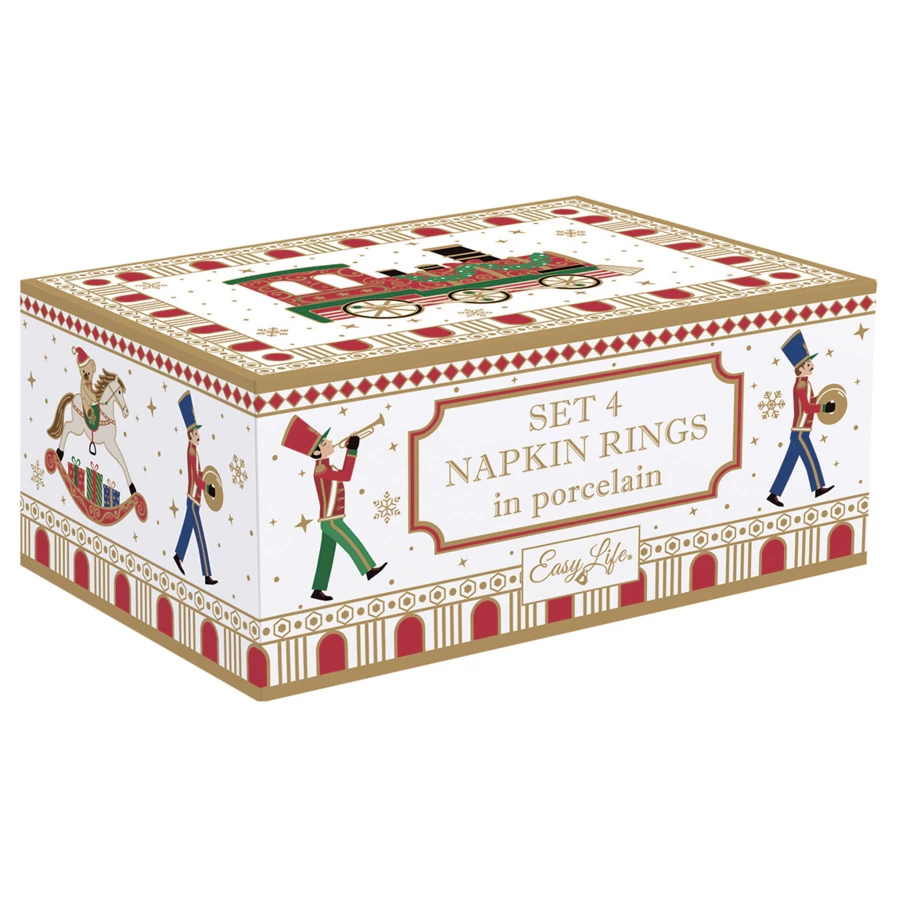 Набор колец для салфеток Easy Life Полярный экспресс 4,5 см, 4 шт, фарфор твердый, п/к