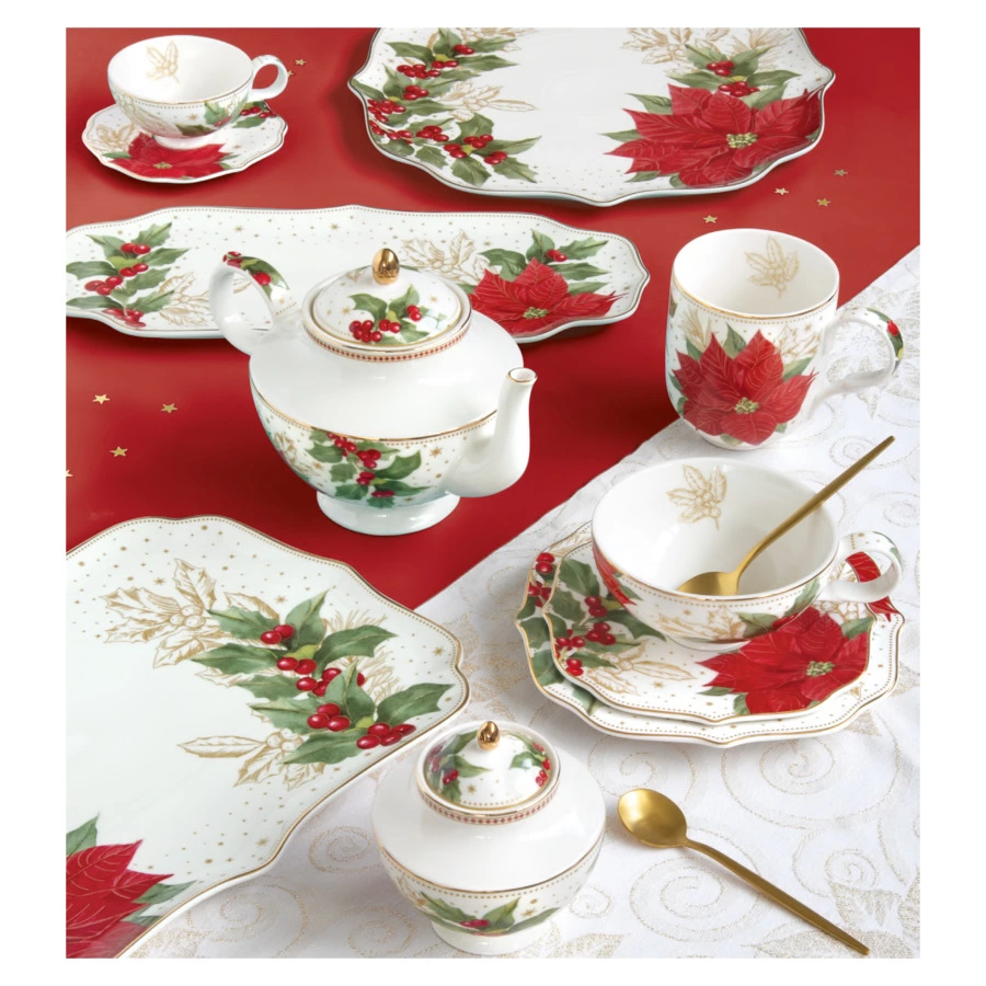 Салатник Easy Life Пуансеттия и ягоды 12 см, фарфор твердый, п/к