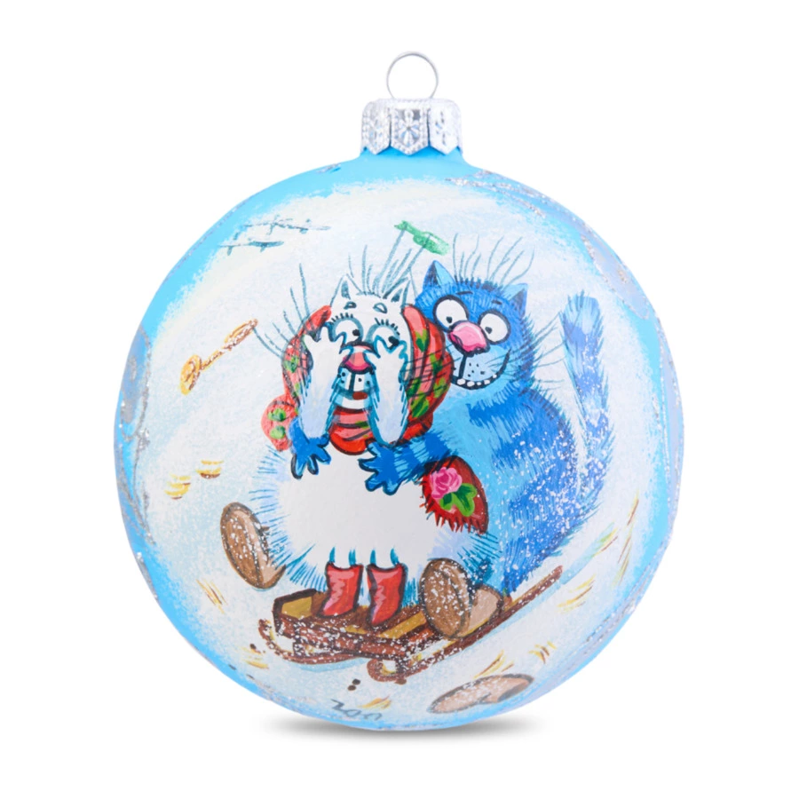 Игрушка елочная шар Bartosh Символ года Котики №1, 10 см, стекло, п/к-sale