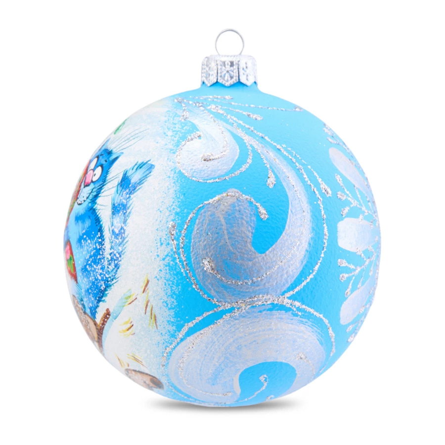 Игрушка елочная шар Bartosh Символ года Котики №1, 10 см, стекло, п/к-sale