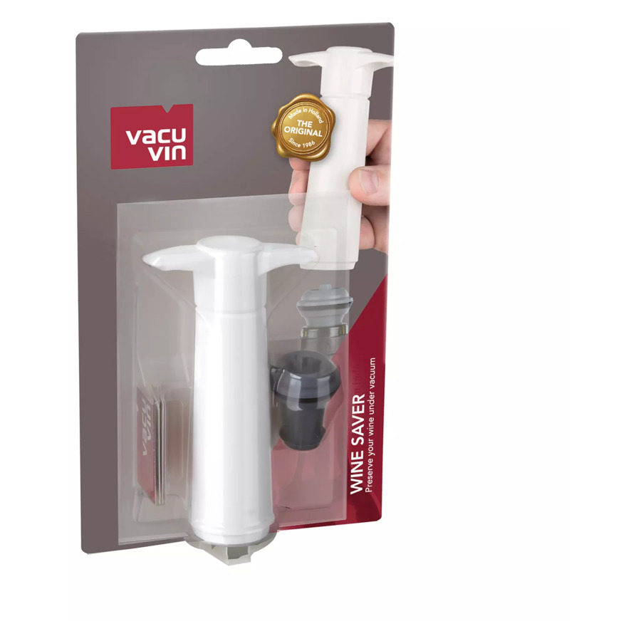 Насос вакуумный с пробкой Vacu Vin 7,2х3,5 см, пластик, белый