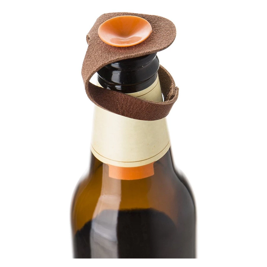 Пробка-маркер для бутылки Vacu Vin 6х3 см, кожа