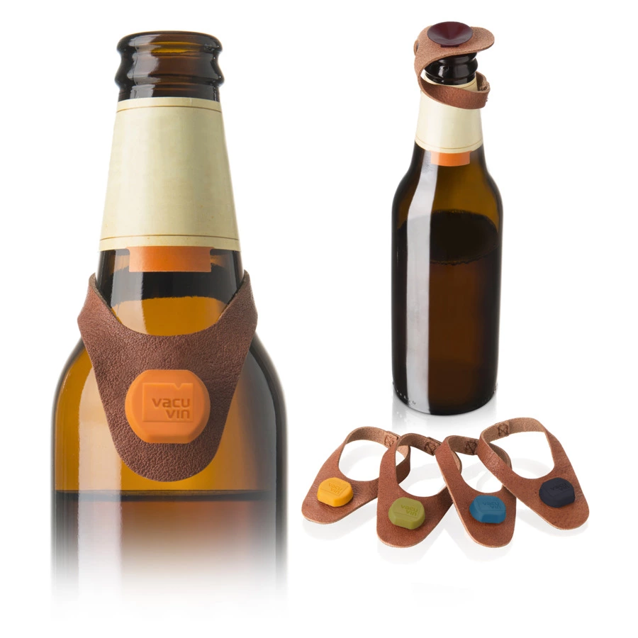 Пробка-маркер для бутылки Vacu Vin 6х3 см, кожа