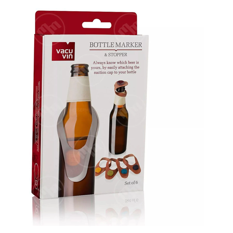 Пробка-маркер для бутылки Vacu Vin 6х3 см, кожа