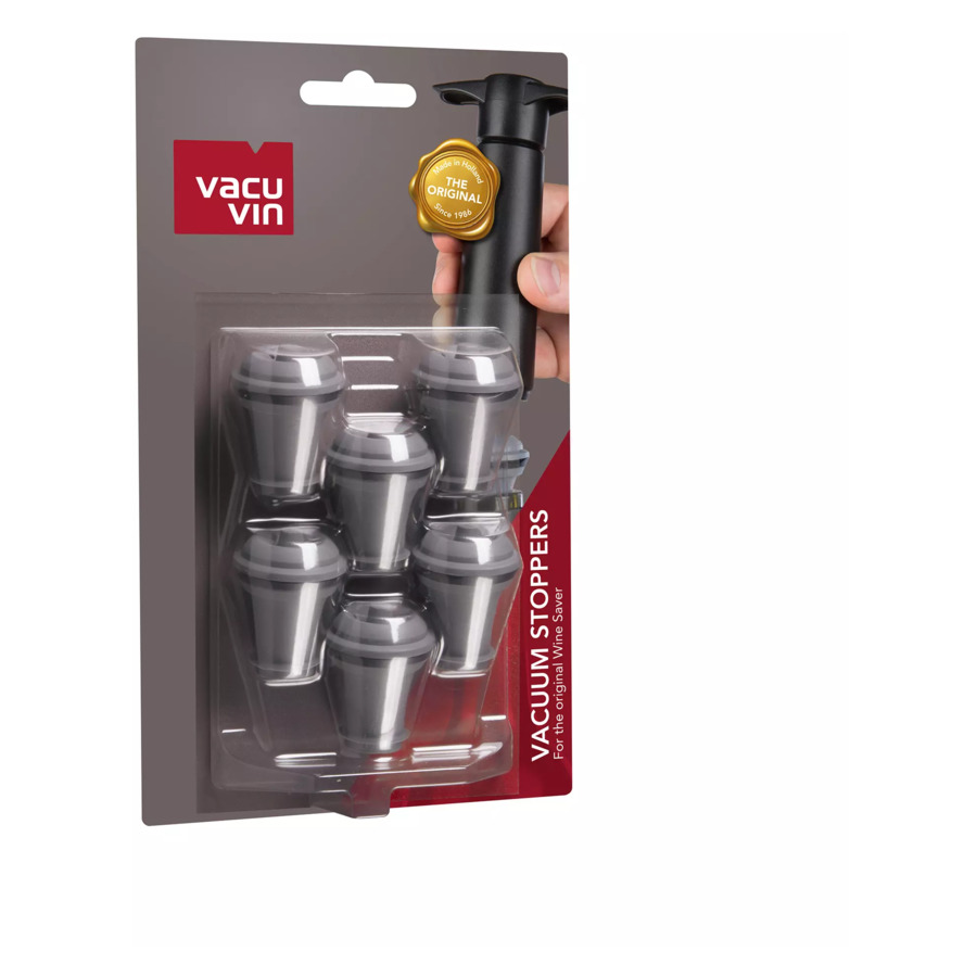 Набор пробок для вакуумного насоса Vacu Vin 3,2х3,3 см 6 шт, пластик, серый