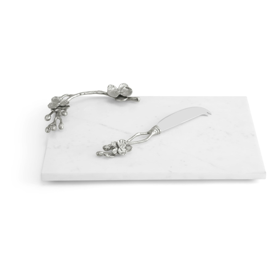 Доска для сыра с ножом Michael Aram Белая орхидея 32х21 см, мрамор, сталь, никелирование