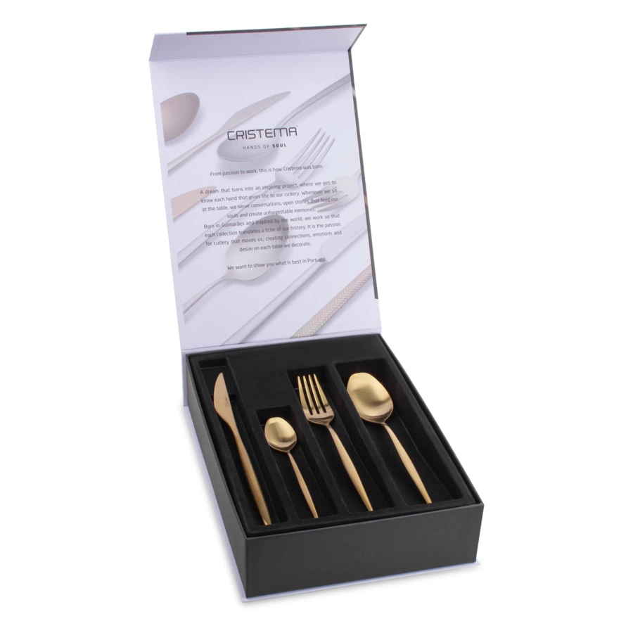 Набор столовых приборов CRISTEMA Rabat на 6 персон 24 предмета, сталь нержавеющая, золотой, п/к